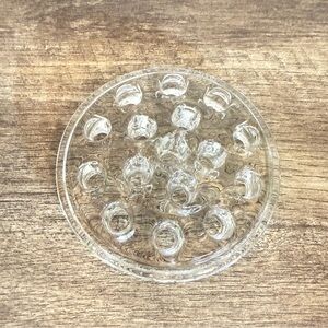 Vintage Clear Glass 16 Hole Flower Frog Floral Arrangement